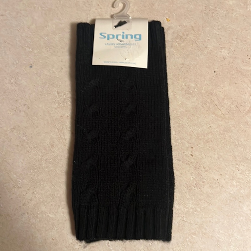 Women's  Black Braided Fingerless arm Gloves